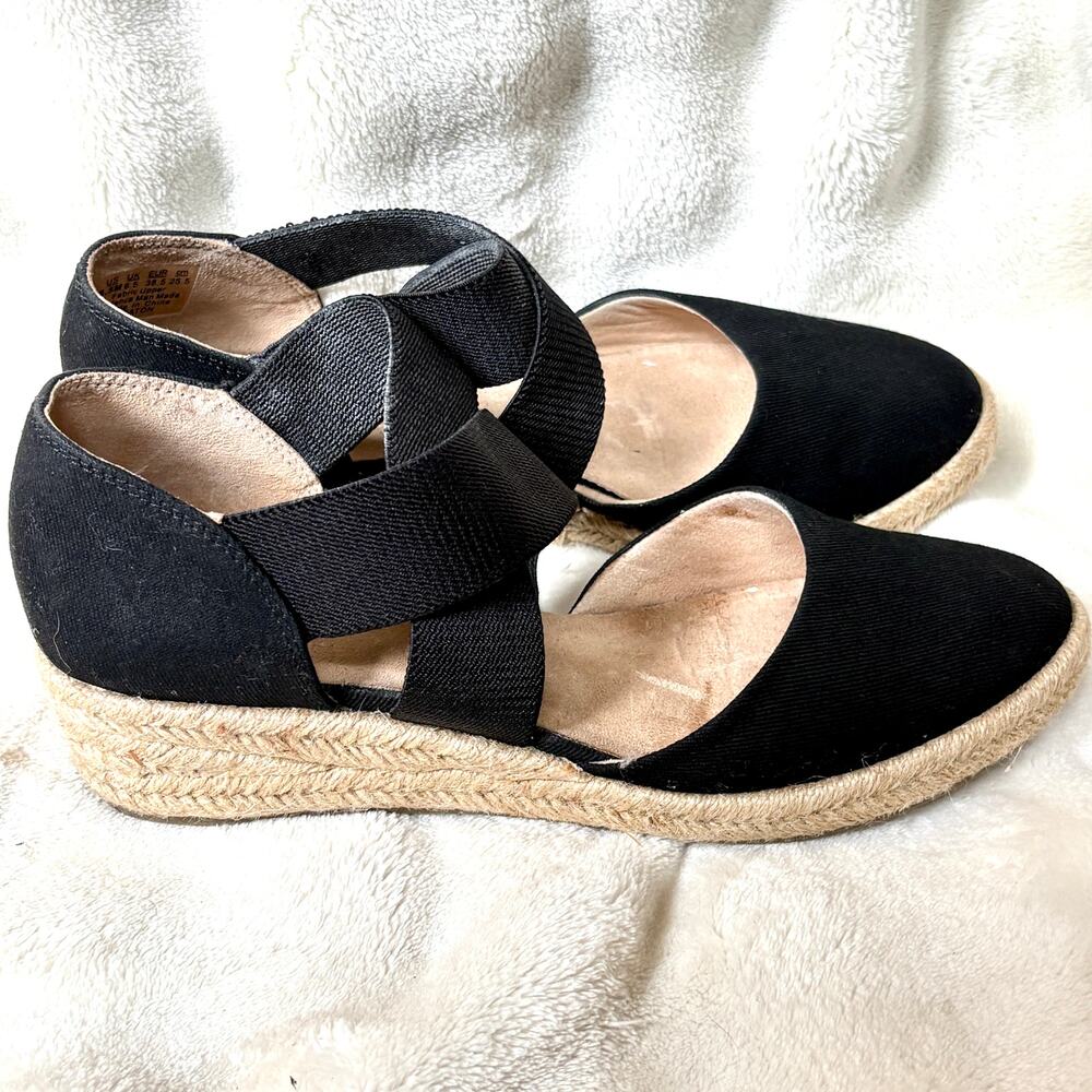 LifeStride Keaton Espadrille Wedge Heels 8.5 Black Pumps Sandals Life Stride - Picture 4 of 9